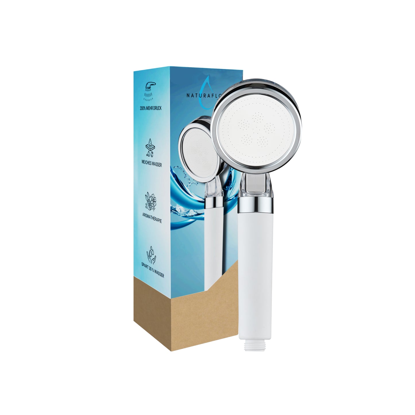 NaturaFlow™ Duschkopf mit Vitamin-C & Sediment-Filter (Set)
